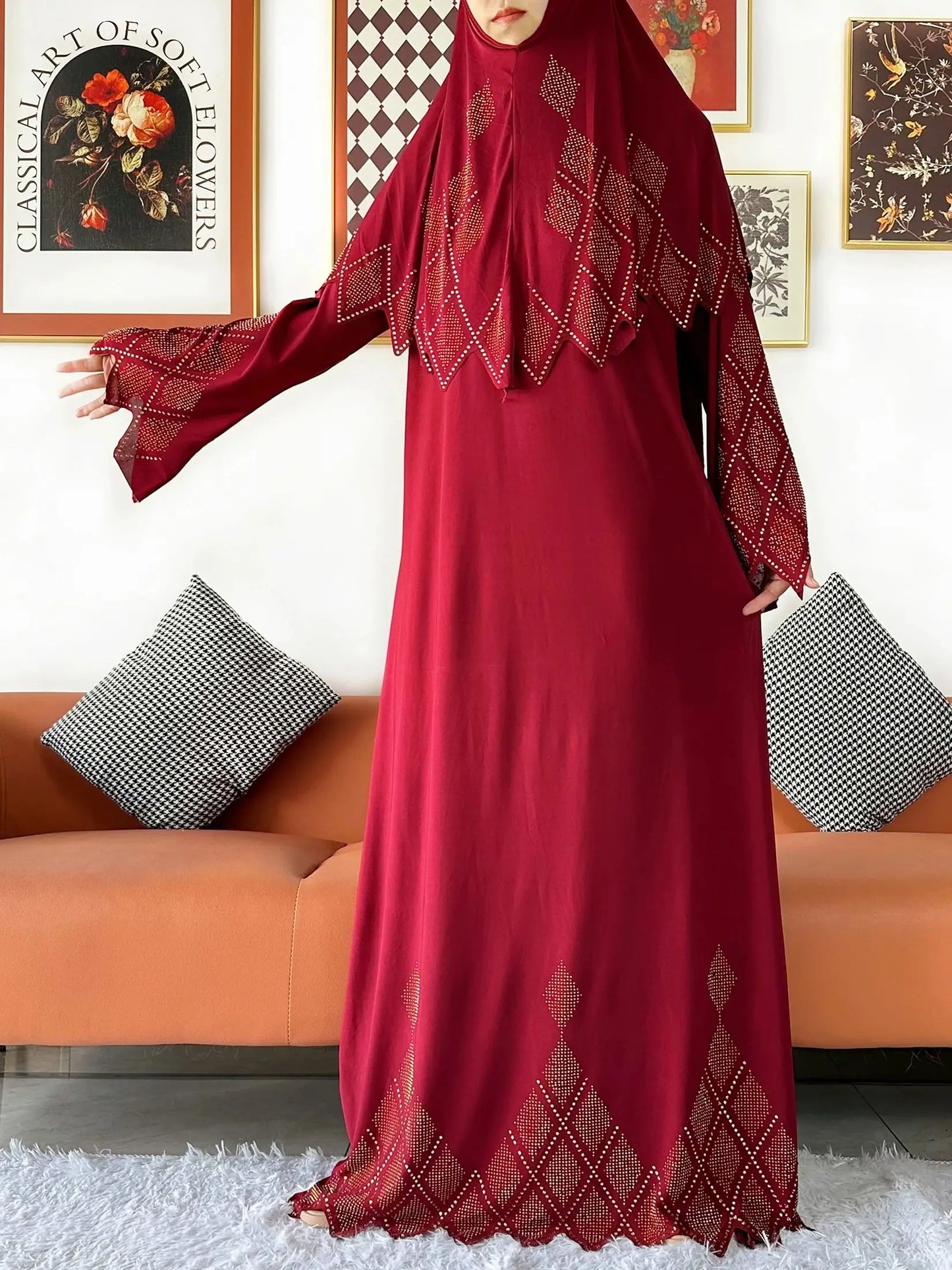 2025 Islamic Women's Hijab Scarf Long Dress Sets Prayer Garment Set Long Khimar Dress And Hijab Combo for Ramadan Daily Wear