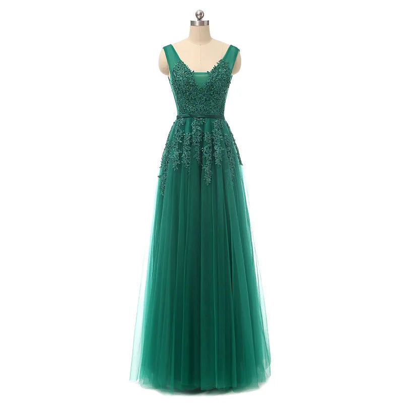 Elegant Evening Dresses فساتين سهرة Bride Banquet Floor-length Robe De Soiree Sexy Backless Long Lace Beading Party Prom Dress