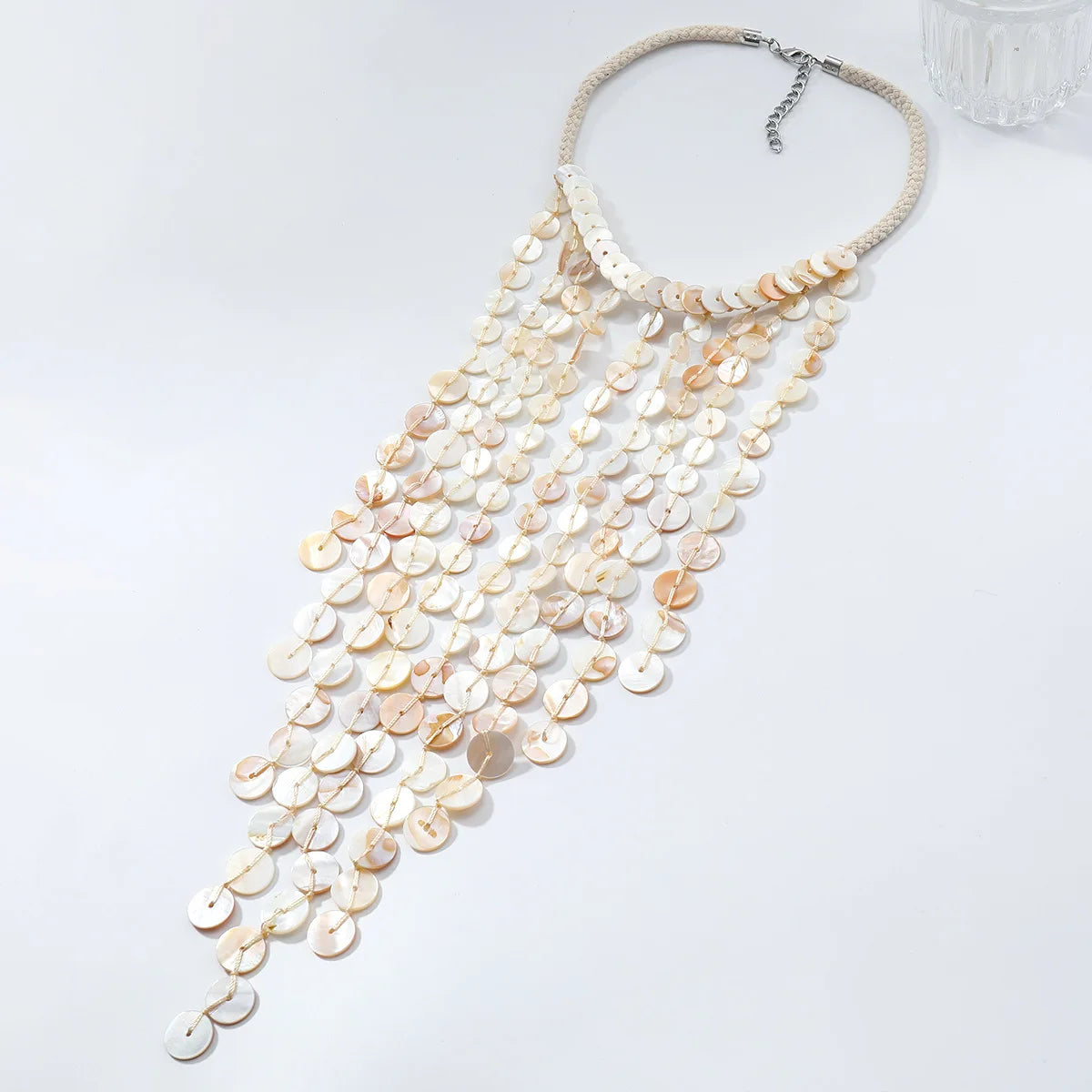 Multi-Layered Necklace Beach Vacation Style Hand-Woven Shell Tassels Simple and Fashionable for Women Accessory Party Gift