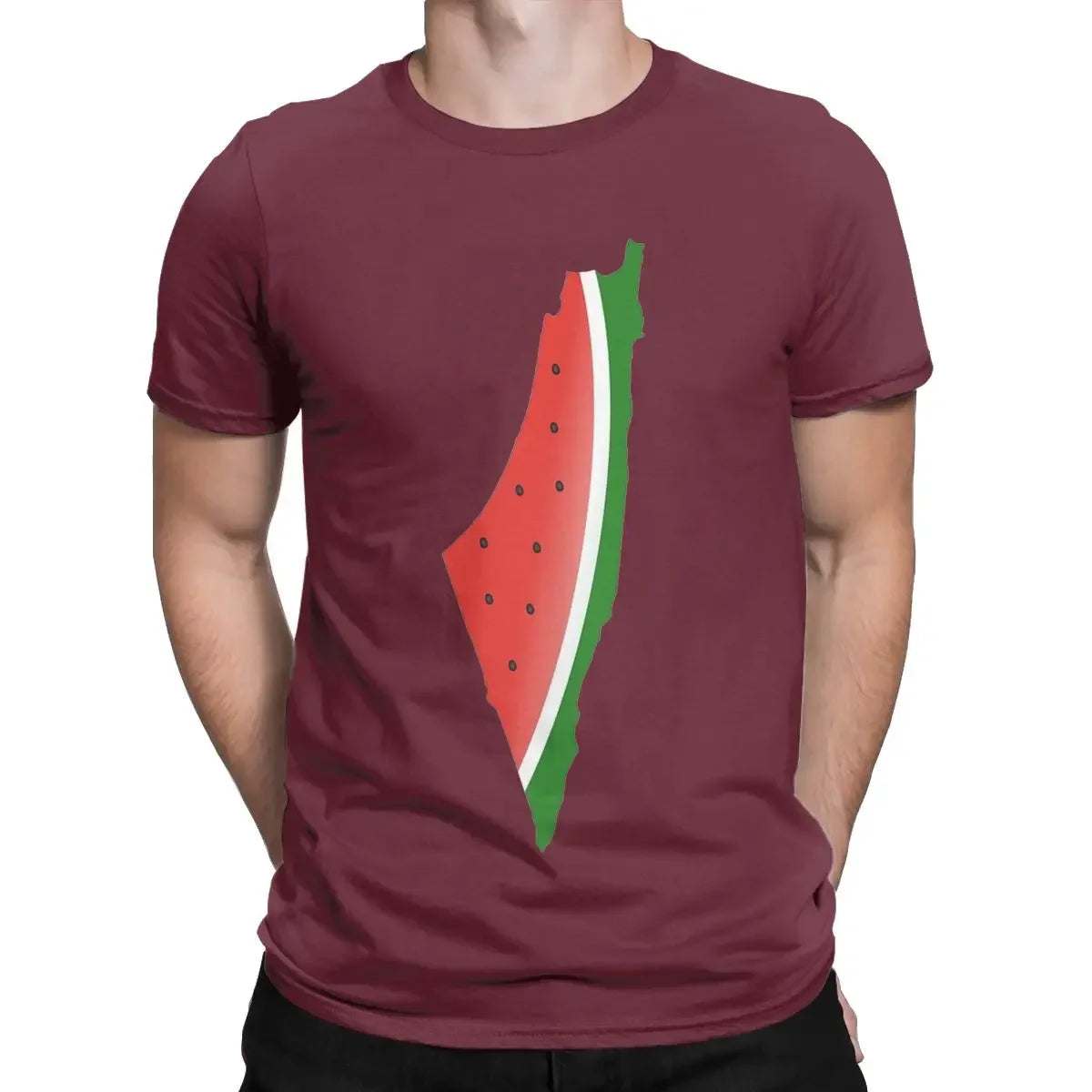 Men T-Shirt Watermelon Vintage 100% Cotton Tee Shirt Short Sleeve T Shirt Crewneck Tops Printing