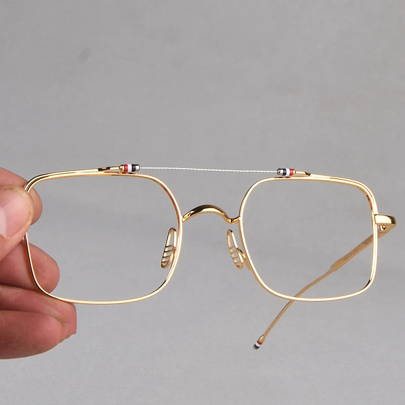 Double-beam Square Spectacle Frame TB909 Pilot Women's Glasses Frames Pure Titanium Eyeglass Frames Men's Glasses Frames Fashion
