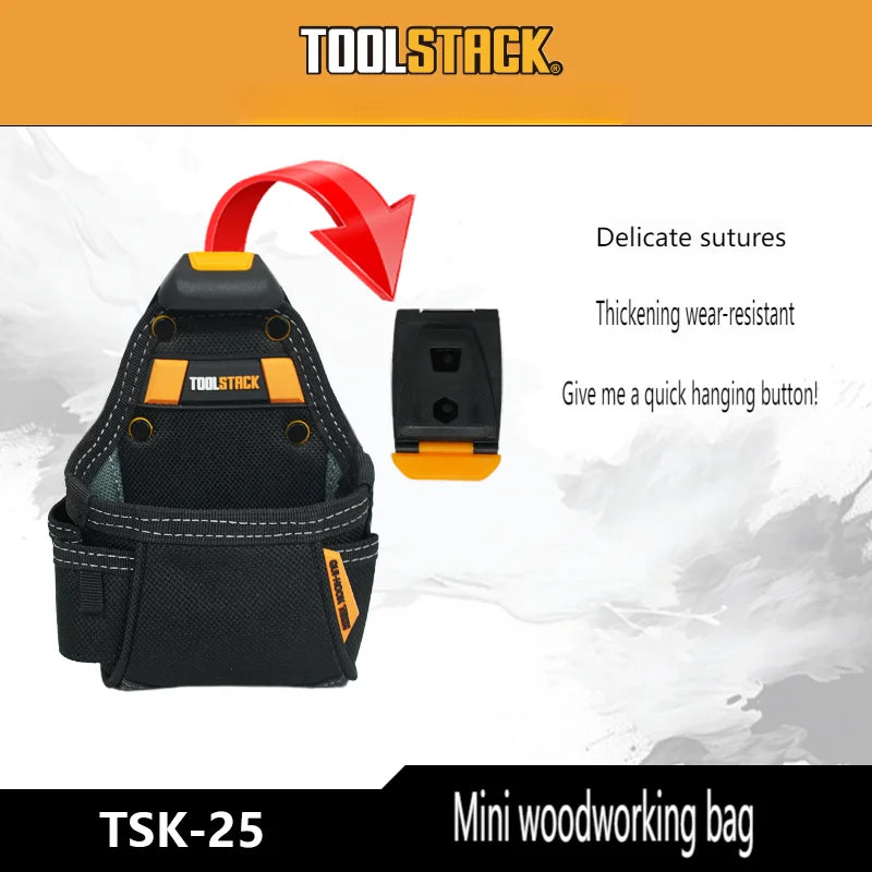 TOOLSTACK Mini Toolkit Quick-Hang Work Tools Bag Carpenter Pocket Tool Pouch Nails & Screwdriver Waist Pouch Utility Storage Bag