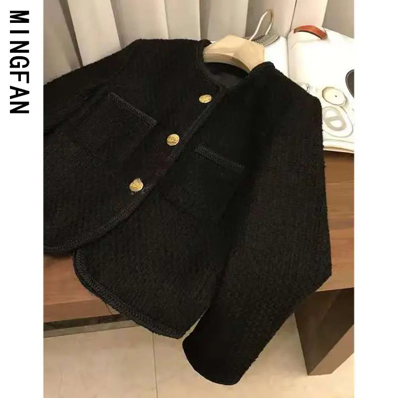 2025 New Early Spring Women's Tweed Suit Short Wool Coat Over Spring Autumn