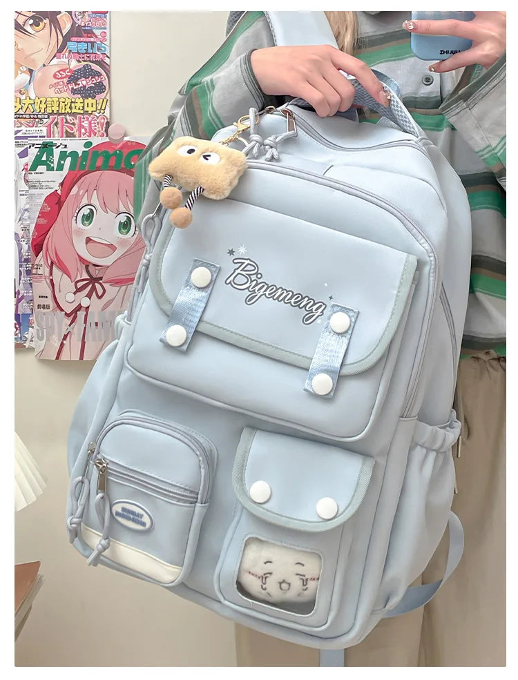 2025 cute student Backpack schoolbag For High School And Primary School Student Campus Versatile Backpack with doll