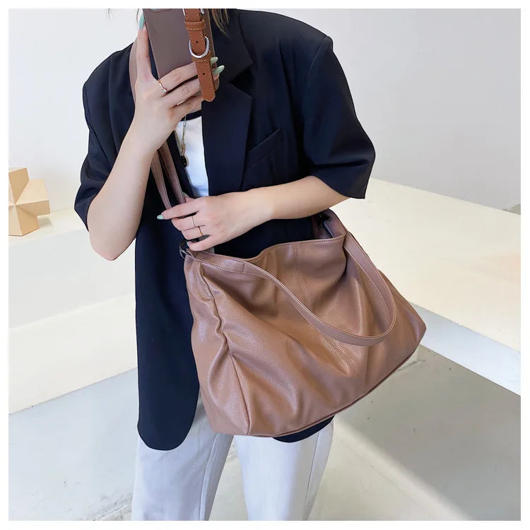 Big Black Tote Bags for Women Large Hobo Shopper Bag Roomy Handbag Quality Soft Leather Crossbody Bag Ladies Travel Shoulder Bag