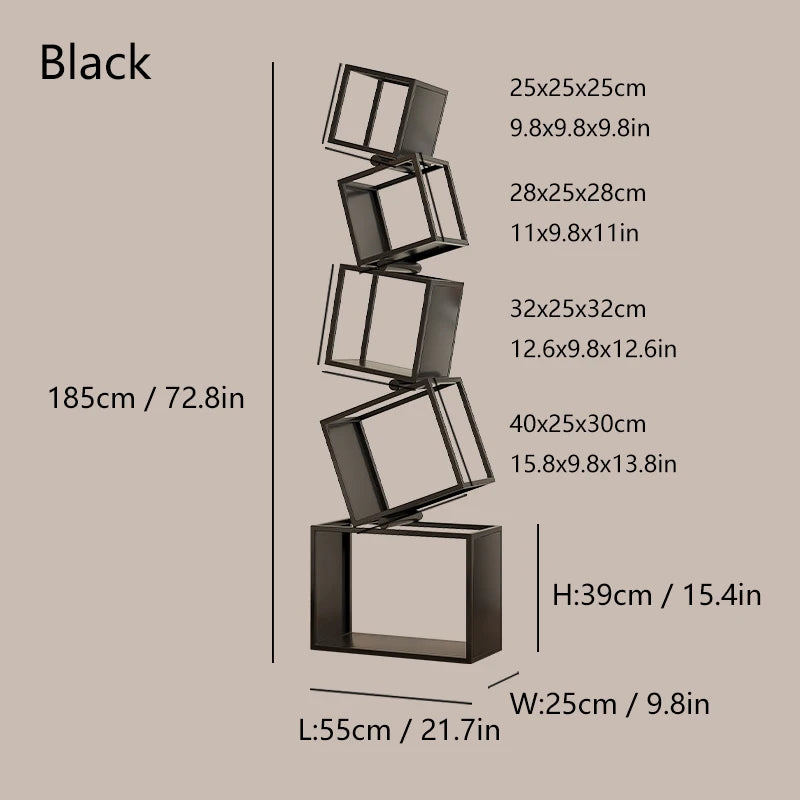 5 Layer Grid Bookshelf Modern Simple Foldable Storage Metal Living Study Room Decoration Corner Arrange Floor Standing Bookshelf
