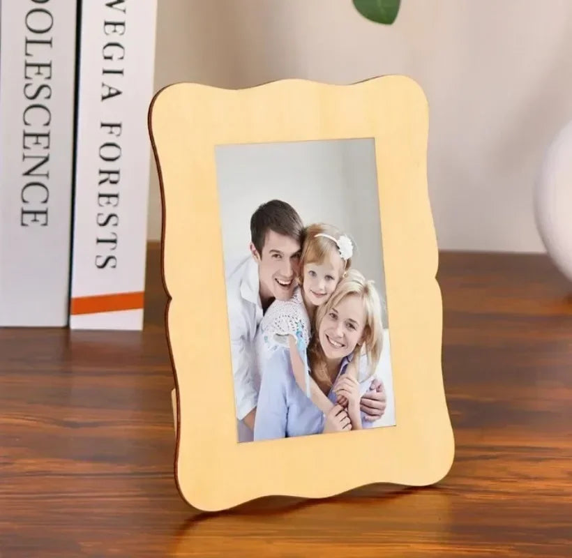 DIY Wood Picture Frames Solid Wood Photo Picture Frames Ornaments Standing Wooden Frames DIY Paintings Crafts Album Decoration