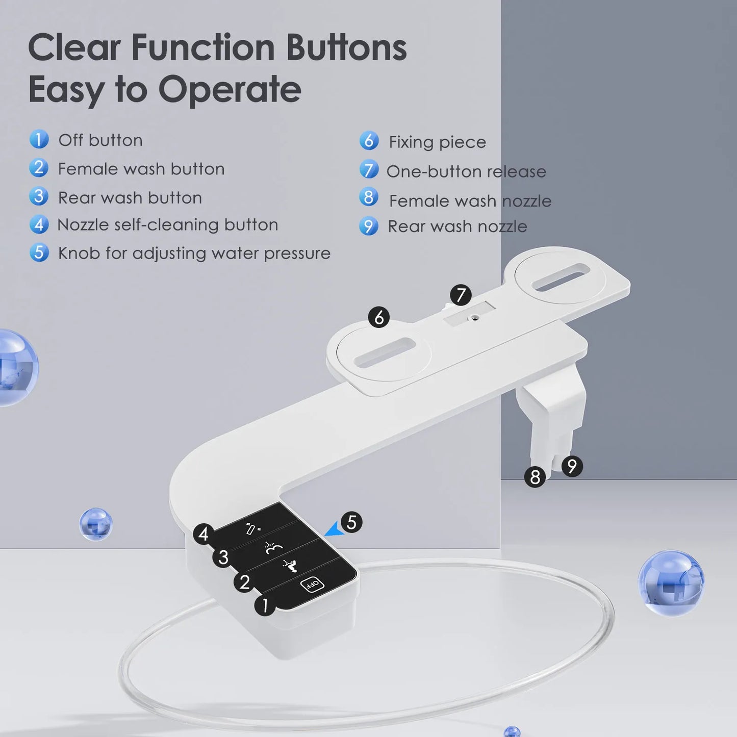 Bidet Attachment for Toilet Seat Self Cleaning Attachment Non-Electric Dual Nozzle Bidet Adjustable Water Pressure Ass Sprayer