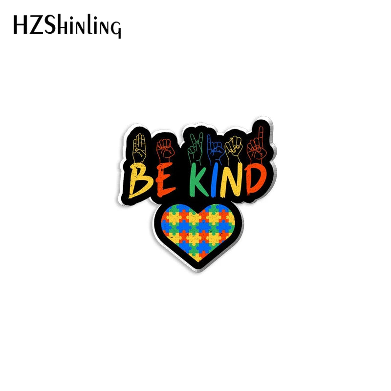 2023 New Autism Awareness With Heart Acrylic Lapel Pin Epoxy Butterfly Clasp Pin Handmade Butterfly Brooch