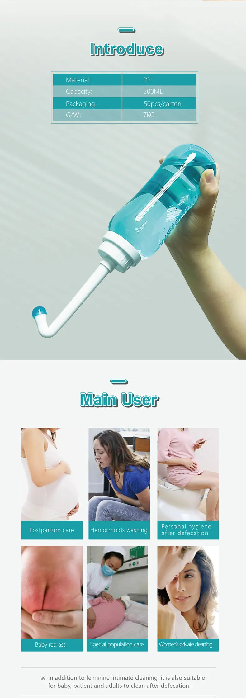 500ml Portable Bidet Baby Butt Washing Device Spray Handheld Travel Bidet For Pregnant Women Baby Cleansing Water Washer Bottle