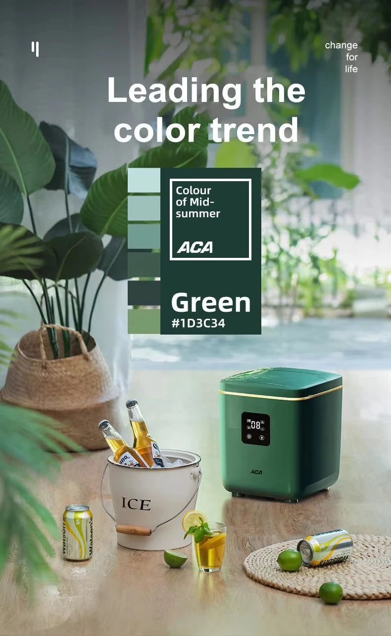 160W Mini Ice Maker - Automatic Home & Commercial Use, Fast Ice Making, Stainless Steel, Easy Clean, for Tea Shop & Bar
