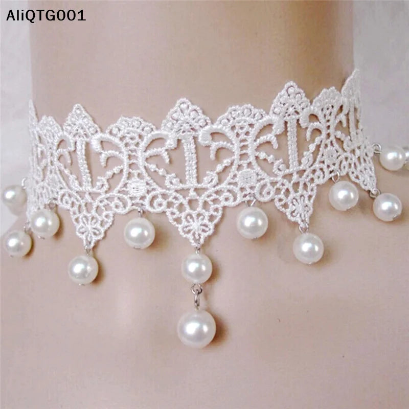 Creative Trendy Lace Pearl Necklace Romantic Jewelry Accessory for Women