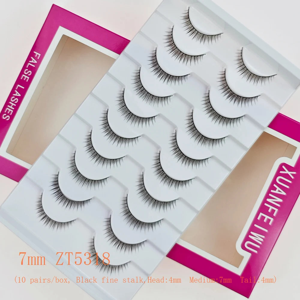 Xuanfeiwu Natural Short Style No-Makeup Look Sparse Full-Strip Ultra-Natural Realistic One-Piece Natural-Looking False Eyelashes DIY Self-Application Beginner Light Makeup Eyelashes