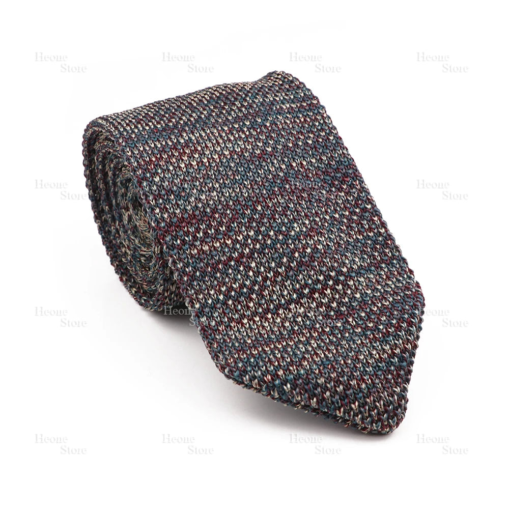 New Mens Knitted Ties Classic Striped Skinny Necktie For Business Wedding Party British Style Necktie Winter Neck Wear Accessory