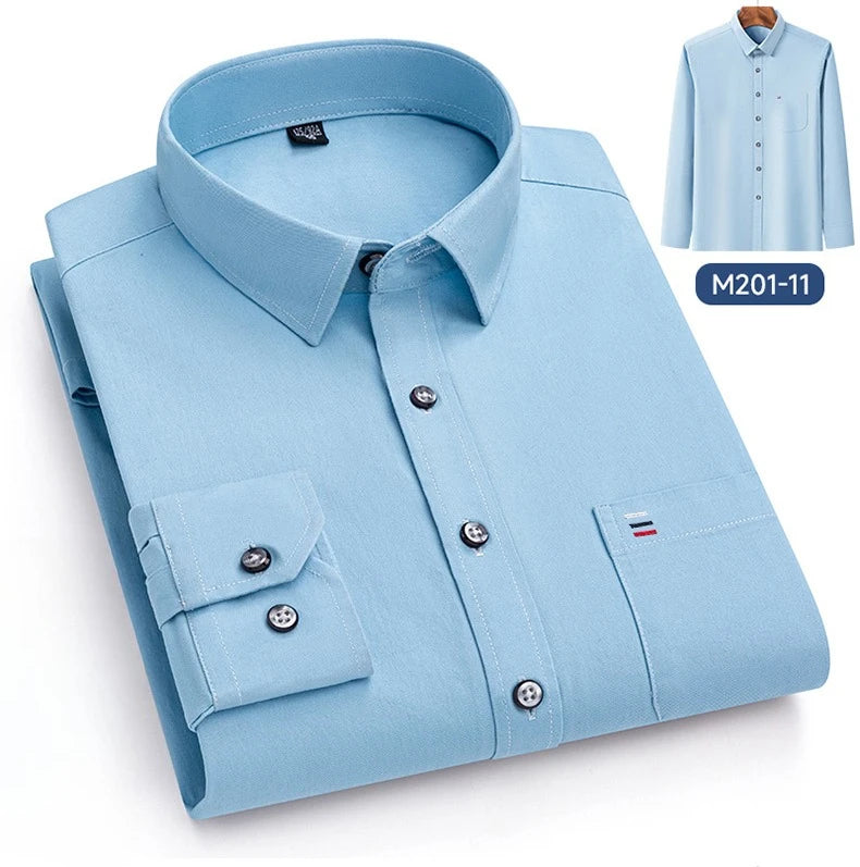 Luxury cotton single pocket long-sleeve shirts for men Smart Casual business regular fit shirt designer vintage black clothes