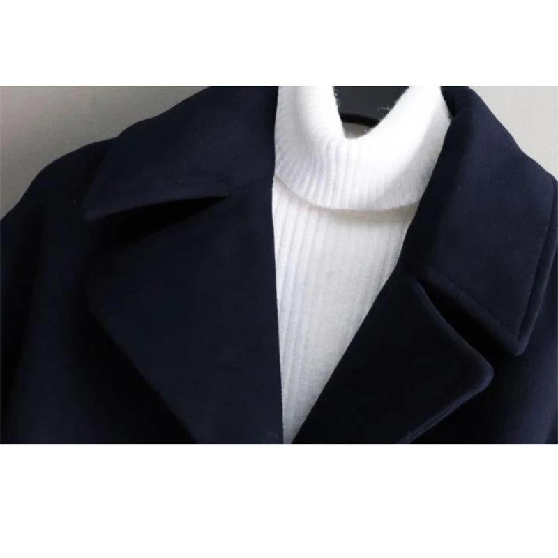 Fashionable Double Breasted Suit Collar Cardigan Wool Jacket for Women's Coat 2023 Autumn and Winter New Wool Coat for Women