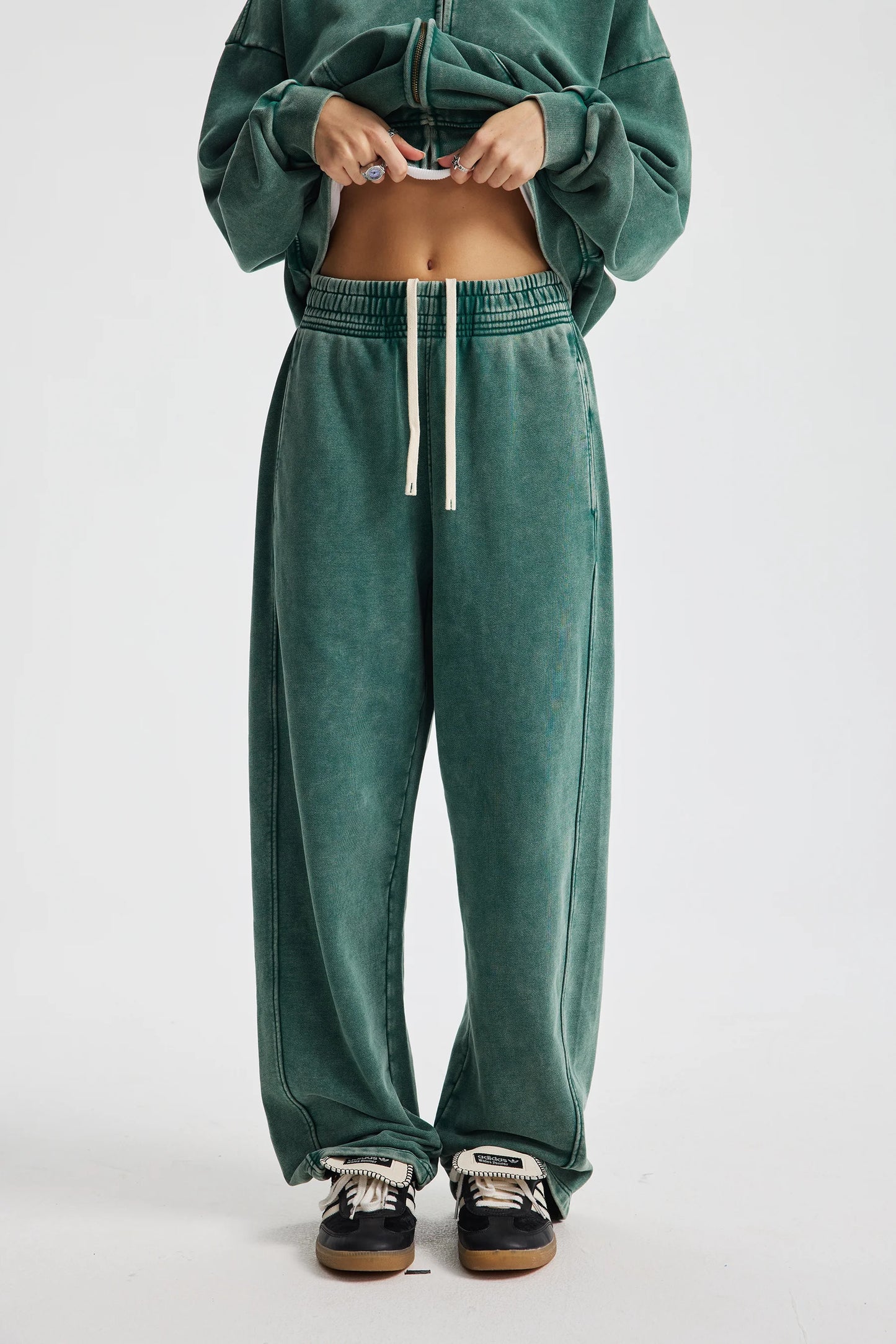 Retro Wax Printing Acid Washed Sweat Pants Distressed Personalized 100% Cotton Mens Sweatpants Athletic Drawstring Jogger Pants