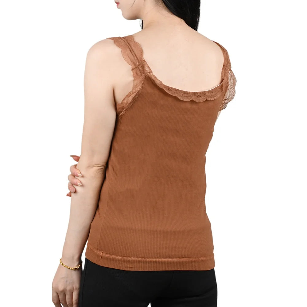 Thermal Underwear Padded Vest Thermo Lingerie Women Winter Clothing Warm Top Inner Wear Thermo Shirt Undershirt Intimate Lace