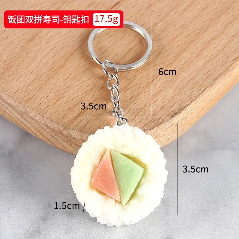 Stall wholesale key chain Japanese fake salmon sushi roll simulation food key chain pendant creative gift food play model K4920