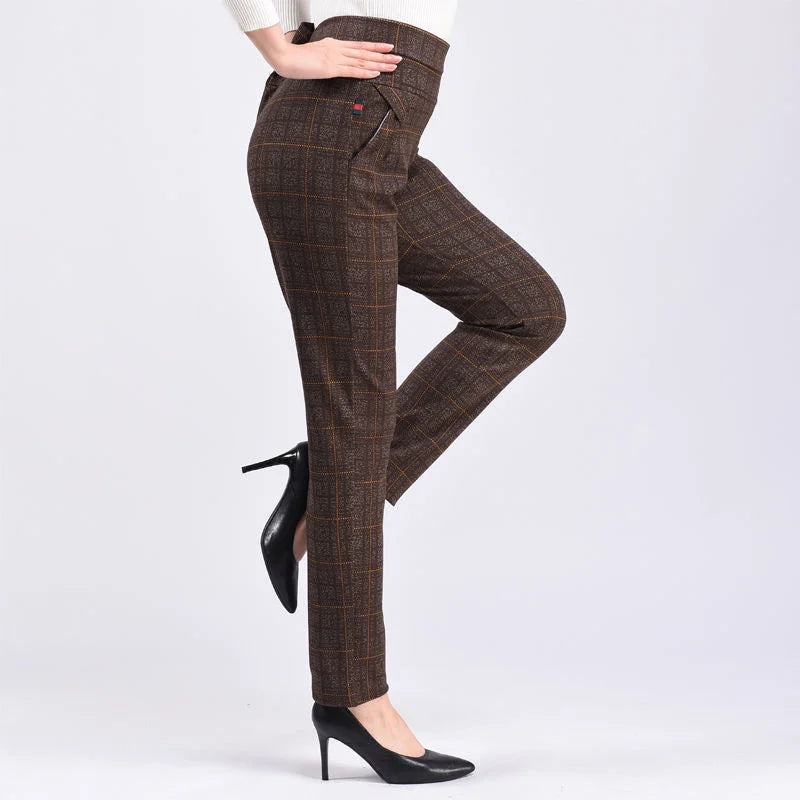 Pants Women2025Autumn Winter New Fleece Thick Middle-Aged Elderly Ladies Casual Trousers Mother High Waist Straight Pants Female