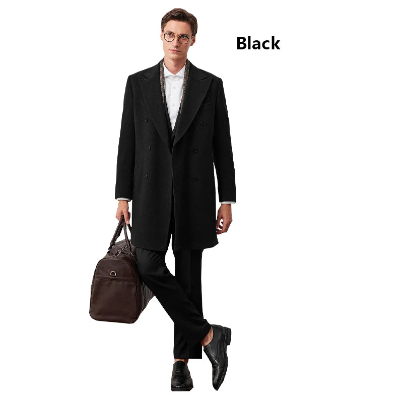High-end 100% Double-sided Wool Men's Coat with a Suit Collar - Classic Style, Elegant Outfit for Business Casual Wear, Soft