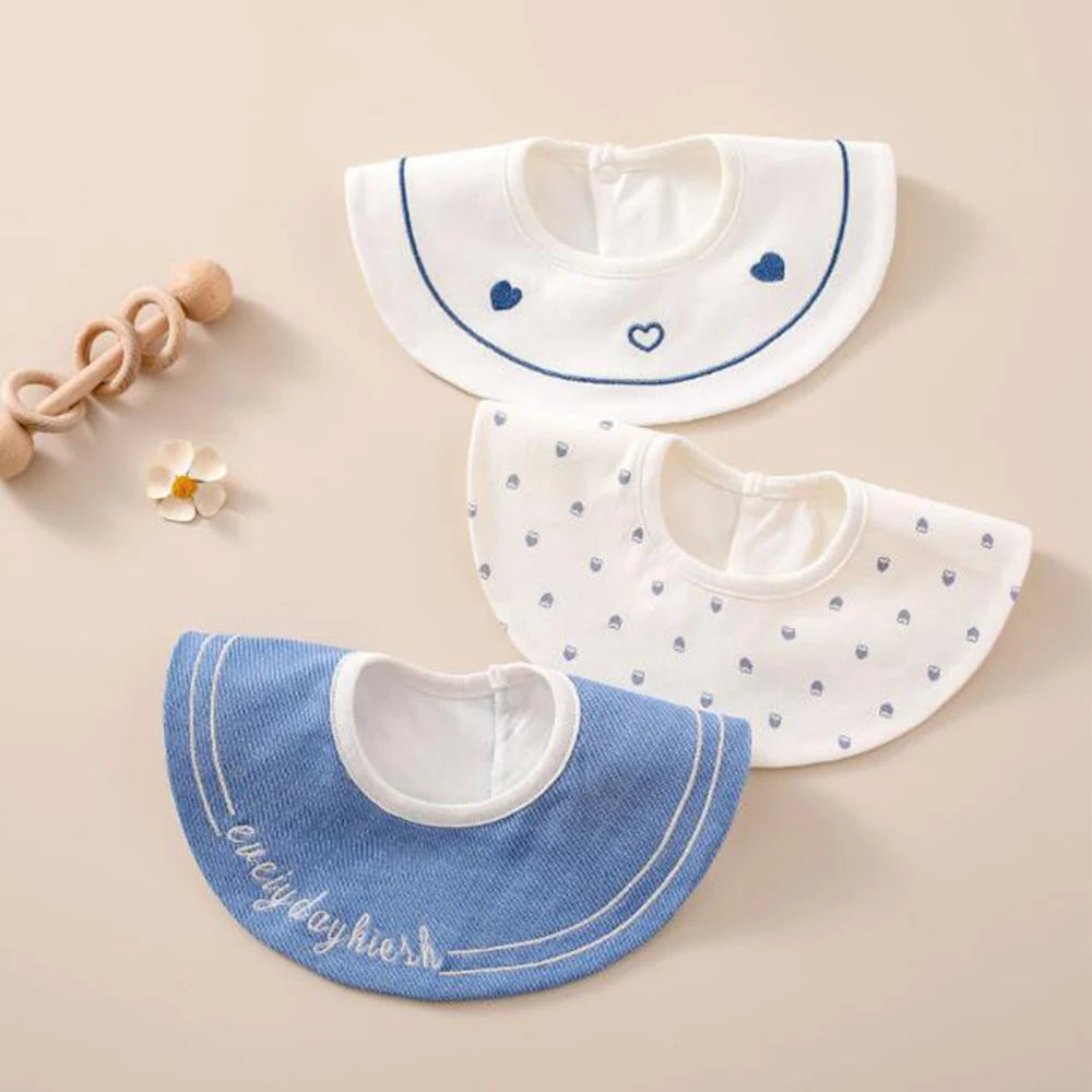 Baby Girl Bibs Waterproof Round Neck Infant Feeding Burp Cloth Saliva Towel Newborn Drool Bibs 3 Pieces