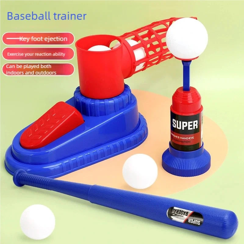 Hot-Selling Baseball Launcher Toy, 2-in-1 Foot-Operated/Manual Press Ball Pitching Machine, Interactive Baseball Training Game for Young Children, Outdoor Sports Toy, Indoor and Outdoor Interactive Sports Game for Kids, Kinde