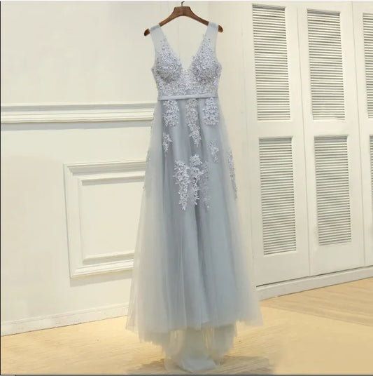 Elegant Evening Dresses فساتين سهرة Bride Banquet Floor-length Robe De Soiree Sexy Backless Long Lace Beading Party Prom Dress