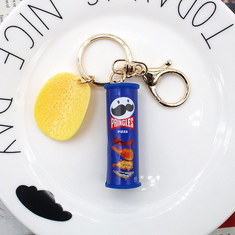 1PC Imitation Pringles Potato Chip Key Chain Bucket Snack Pizza Potato Chip Pendant Bag Hanging Gift