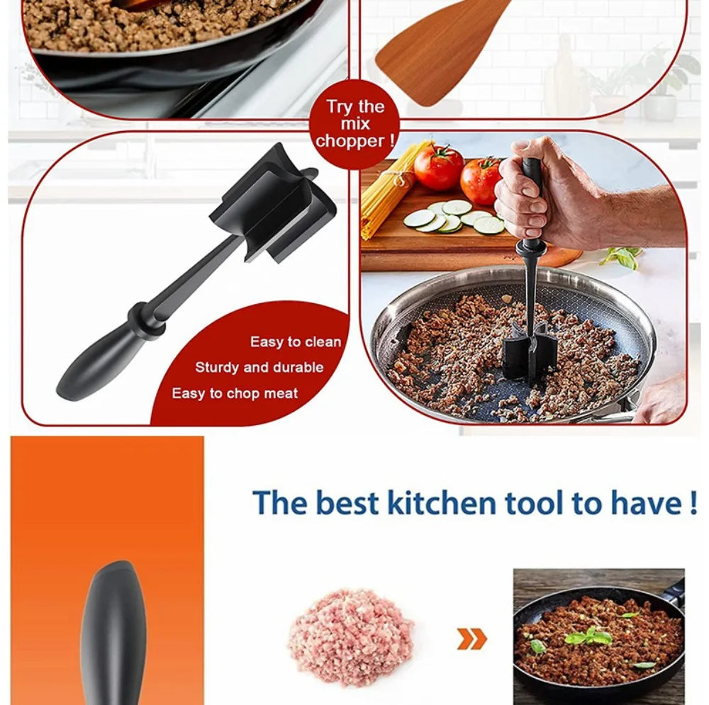 Handheld Meat Grinder Stick Chopper Rice Mixer Grinding & Bean Salad Blender Cooking Scraper Pounding Kitchen Accessories