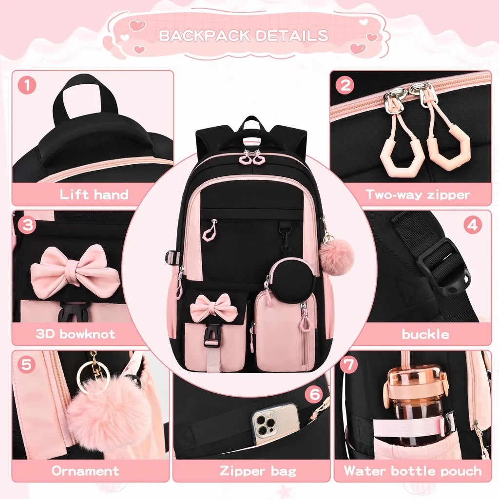 School Bags Ergonomic 3 Piece School Bag Set Pencil Pouch Large Capacity School Backpack For Campus Study After-School Short