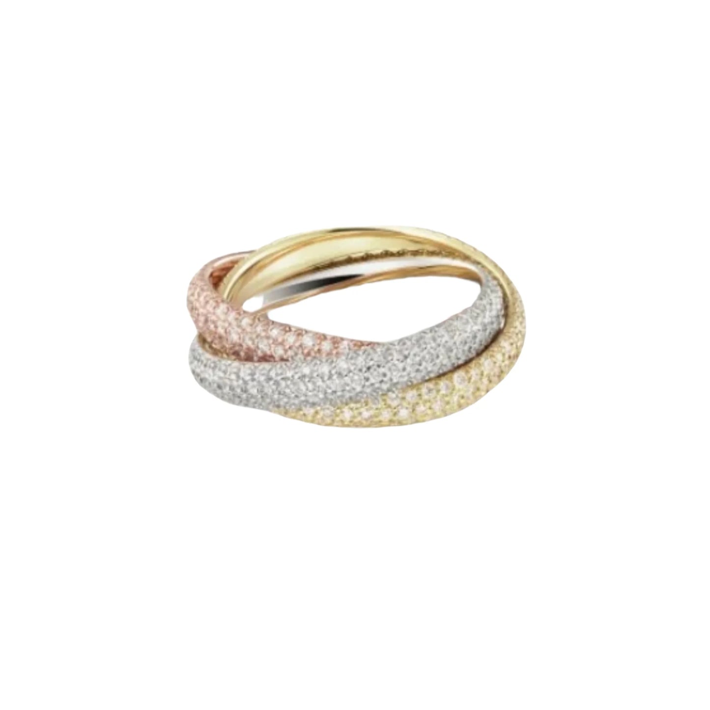 Sterling silver rose gold internet three-color ring