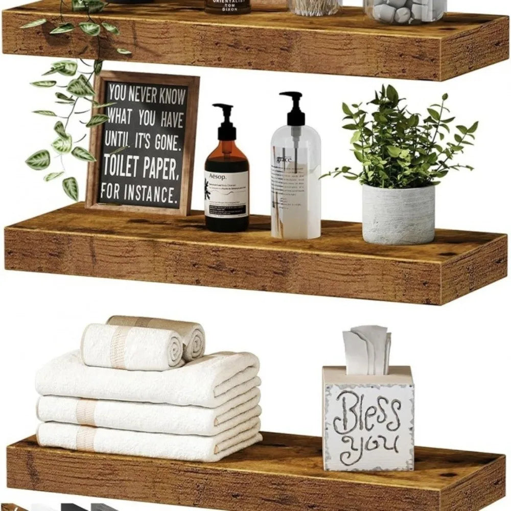Solid Wood Solid Wooden Floating Shelves Wall Mounted Storage Rack Wall Mounted Bookshelf Floating Design Book Shelf