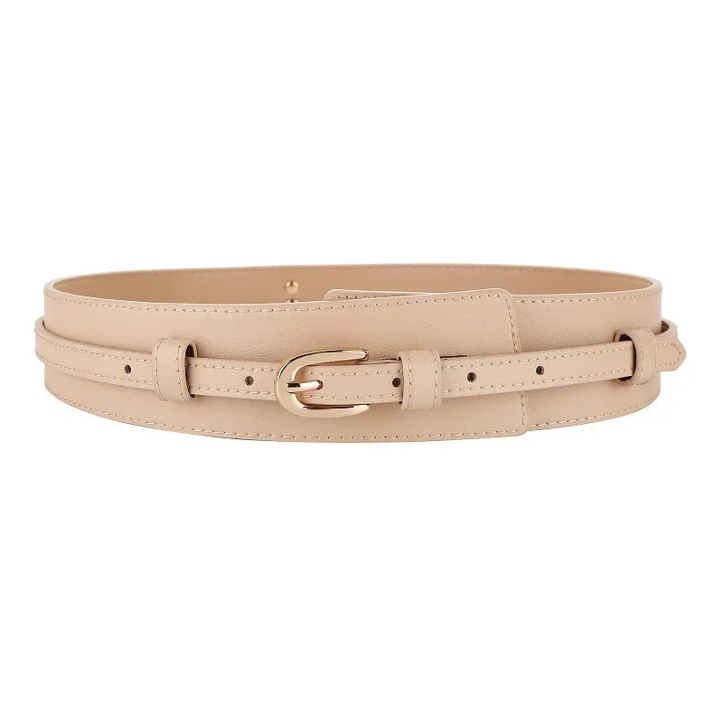 Genuine Wide Leather Belt Classic Pin Buckle Vintage Design Crafted with Genuine Leather Perfect for Women