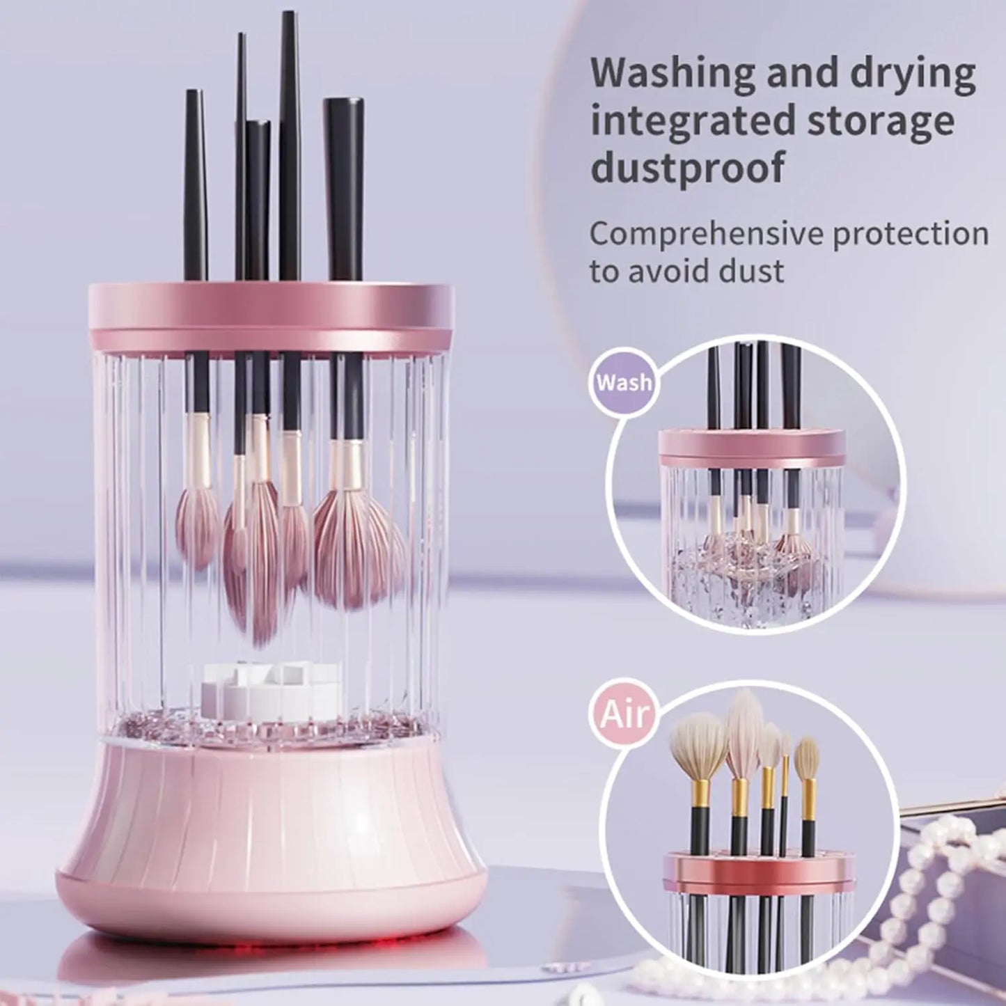 Makeup Brush Cleaner, Rechargeable Cosmetic Brush Cleaner Machine, Makeup Brush Cleaning Tool,Multifunctional Drying Accessories