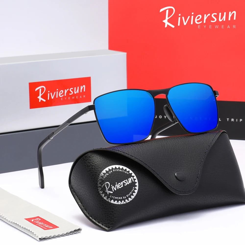 Trendy Polarized Sunglasses Men Women Rectangular Frame Glasses UV400 Driving Outdoor Summer Classical Eyeglasses