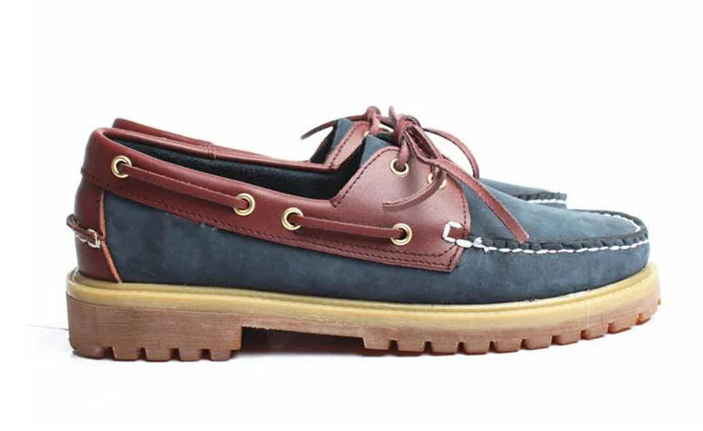 Genuine Leather Men's Casual Shoes Fashion Boat Shoes England Platform Luxury Lace up Male Loafers Driving Shoes46 Low Heel