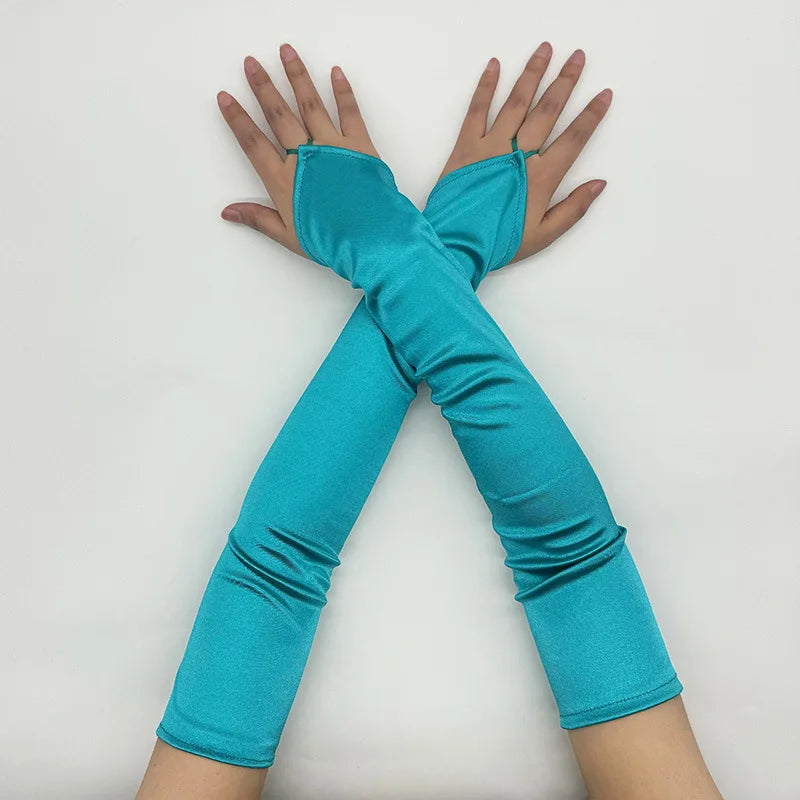 Ladies' Gloves, Long Hook-Finger Tinted Gloves, Ball Gloves, Bride's Wedding Dress Gloves, Sun-Protective Fashion Gloves C101