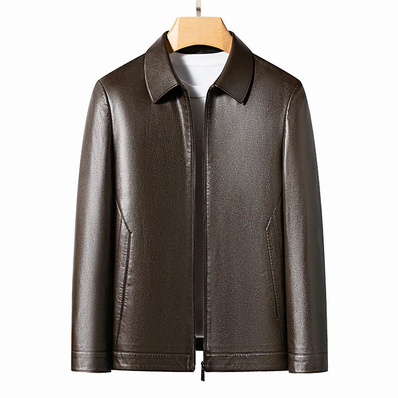 YN-335 Men's Lapel Jacket Natural Leather  Jacket Spring and Autumn Sheepskin Jacket Men