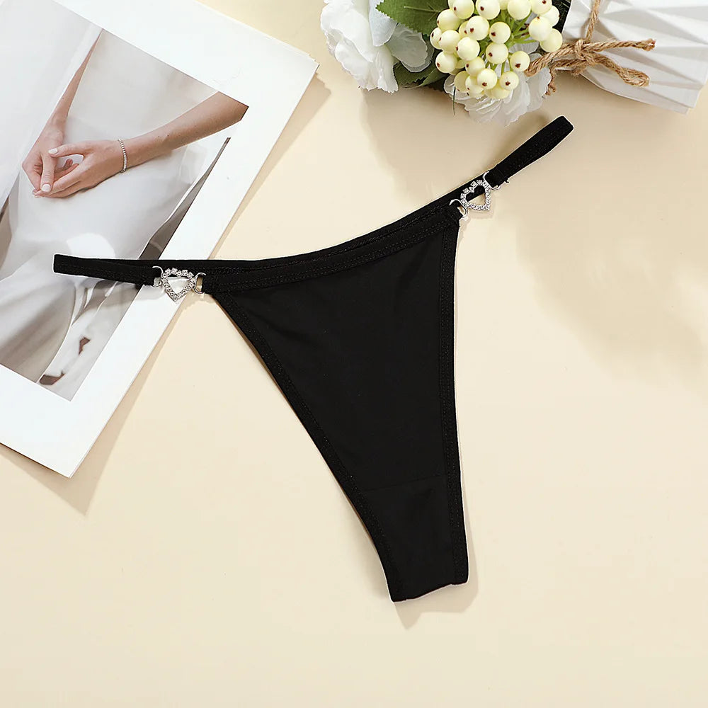 Women Sexy Thongs Low Rise Ladies G-string Heart Decoration Panties Ladies Sexy Costume Lingerie for Women
