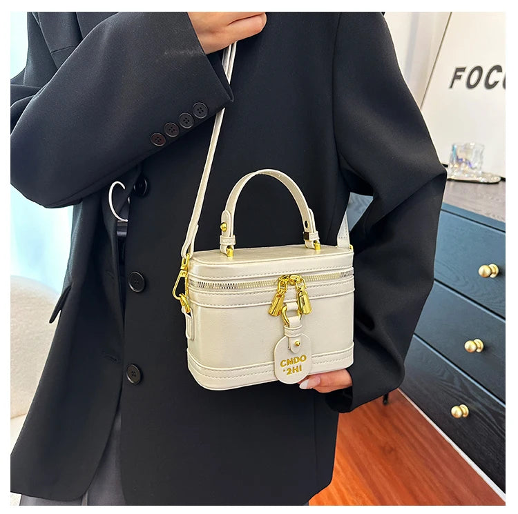 Women Fashion Tote Bucket Bags Solid Clor PU Leather Delicate Small Square Pack 2024 Trendy Female Crossbody Bag