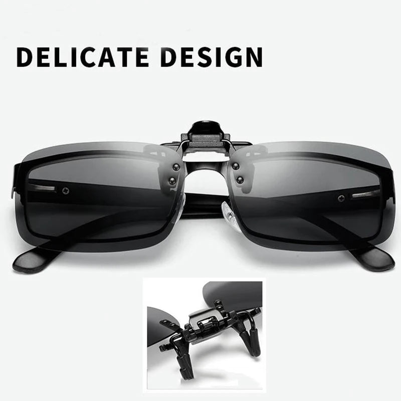 Fishing Polarized Pilot Flip Up Clip on Sunglasses Men Photochromic UV400 Women Driving Sun Glasses Color Change Night Vision