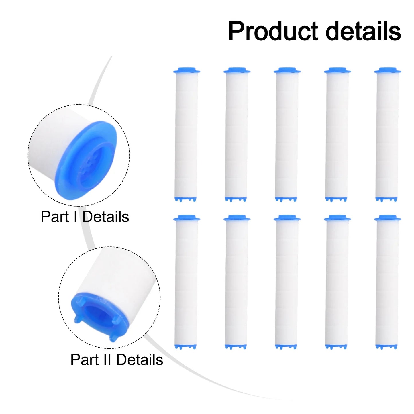 10PC Shower Head Water Filter Replacement Cartridge 24x115mm For Bathroom Shower Water Cleaner Tool Water Purification Cartridge