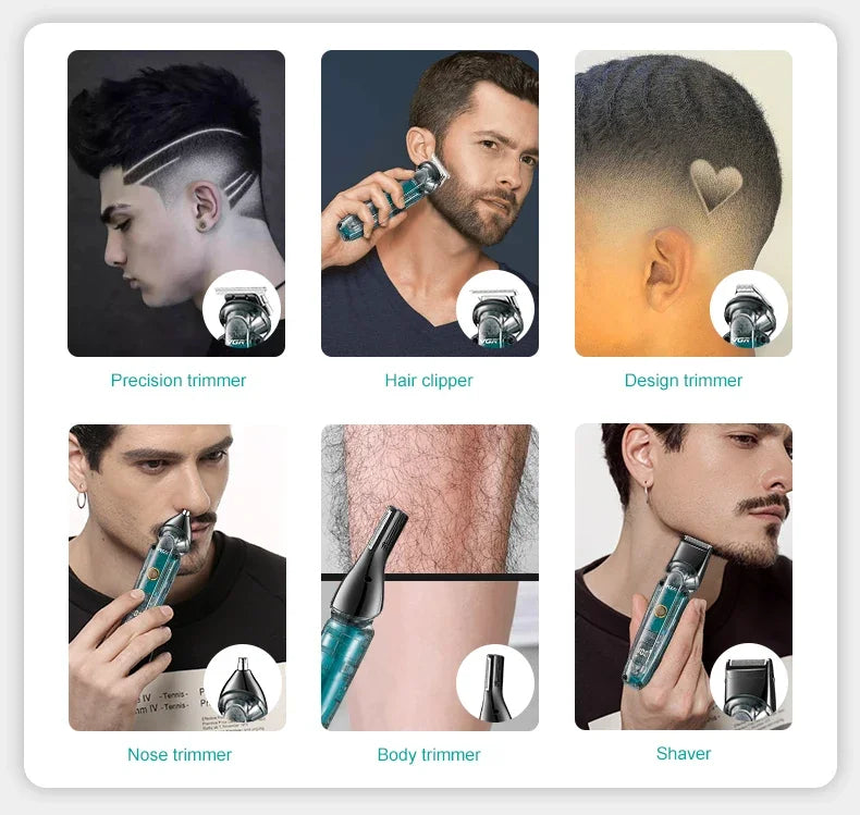 VGR Hair Trimmer Electric Barber Hair Cutting Machine Cordless Hair Clipper Beard Shaver Multifunctional Trimmer for Men V-102