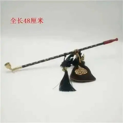 New Long Stem Vintage Tobacco Pipes Agate Cigarette Holder Pipes Smoking With Tobacco Bag Pendant Chinese Girl Accessories