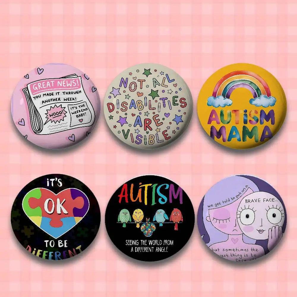 Autism Acceptanc Creative Slogan Badges Tinplate Soft Button Pin Brooch Metal Badge Custom Jewelry Accessories Hat Bag Lapel