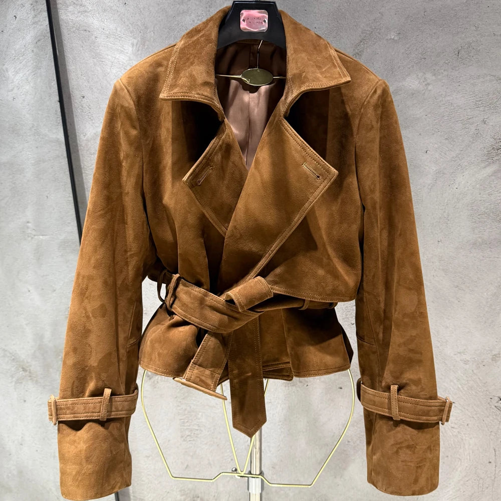 Ladies Blazer Leather Coat Office Lady Sheepskin Jackets Female Genuine Leather Outwear