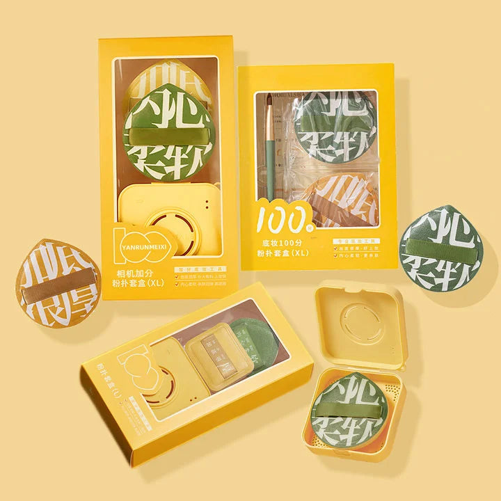 YS122--100-Point Puff Set: Air Cushion Puff, Marshmallow Ultra-Soft Puff, Non-Absorbent, Dual-Use (Dry & Wet)