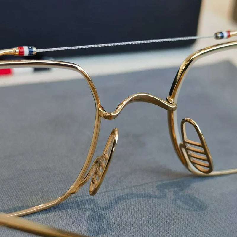 Double-beam Square Spectacle Frame TB909 Pilot Women's Glasses Frames Pure Titanium Eyeglass Frames Men's Glasses Frames Fashion
