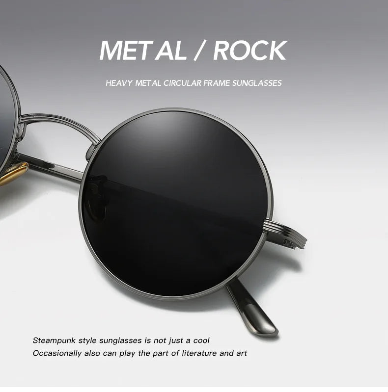 Men Polarized Sunglasses Retro Punk Style Metal Small Round Frame Sunblock Sun Glasses Drive Sports Outdoor Travel Eyewear T251